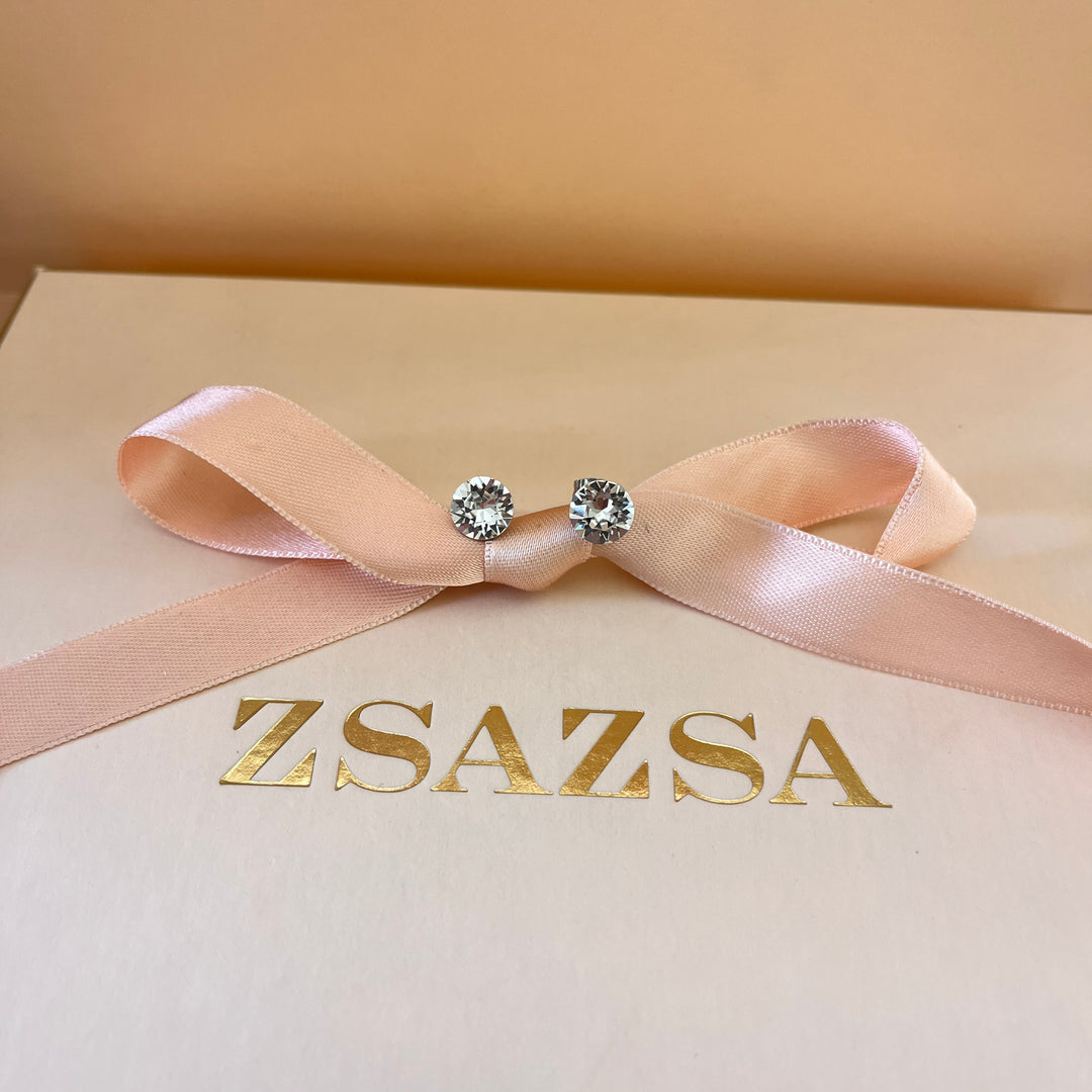 Swarovski crystals round white gold plated set