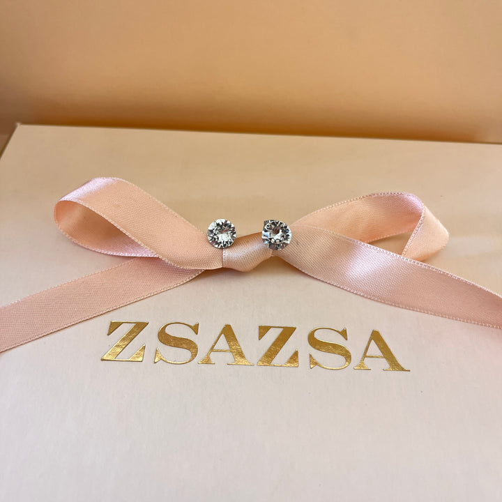 Swarovski crystals round white gold plated set