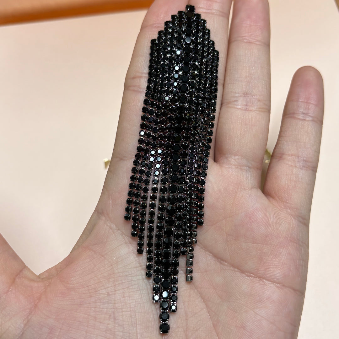 Elegant black long earrings