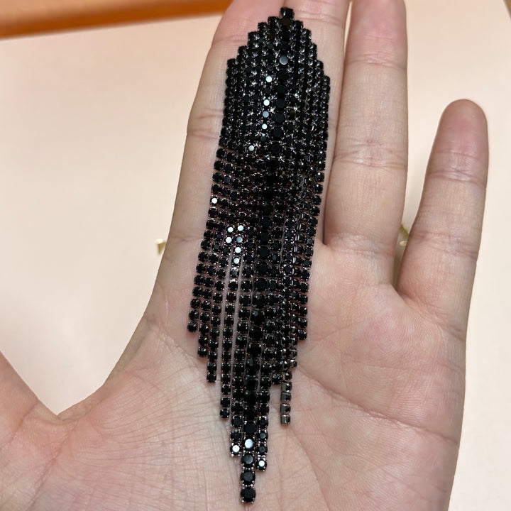 Elegant black long earrings