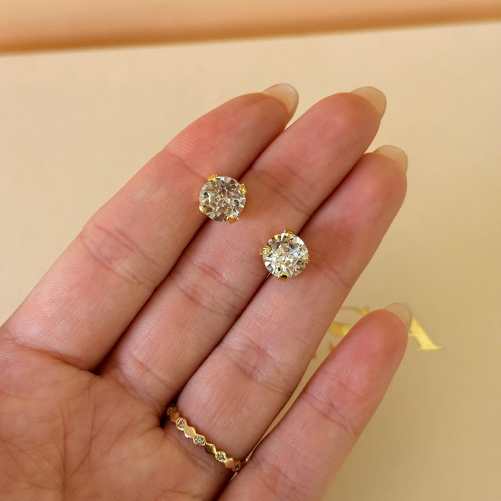 Light pink solitaire Swarovski crystals gold plated set