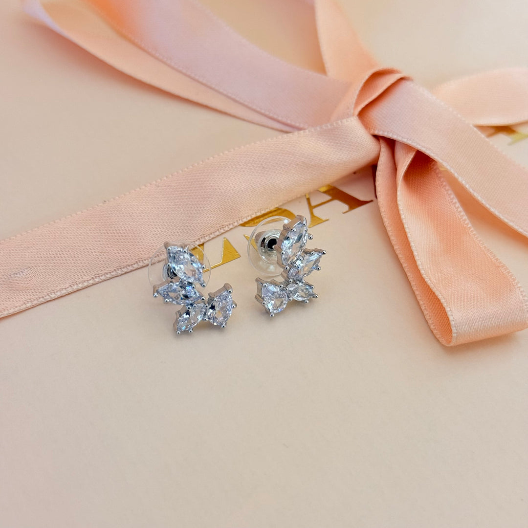 Marquise and teardrop zircone silver earrings