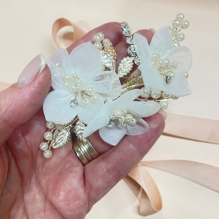 Handmade organza flowers clip