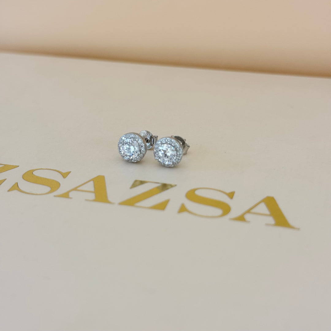 Round zircone sterling silver set