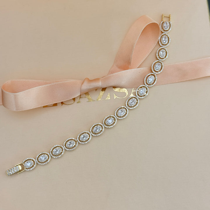 Zircone oval gold plated bracelet