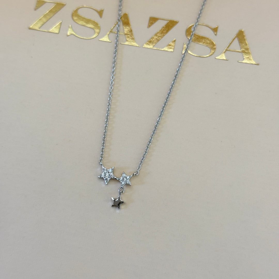Dainty starts zircone silver pendant