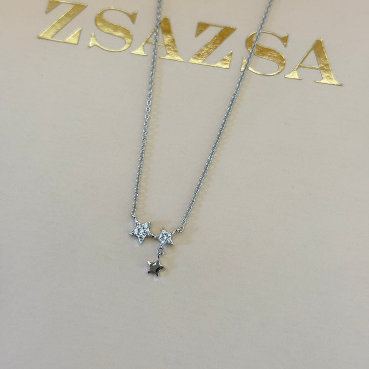 Dainty starts zircone silver pendant