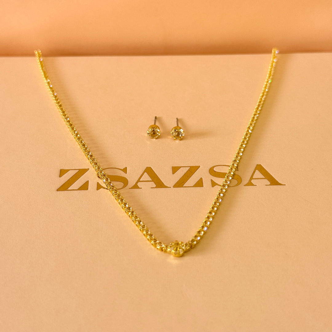 Dainty zircone gold plated set