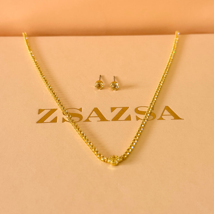 Dainty zircone gold plated set