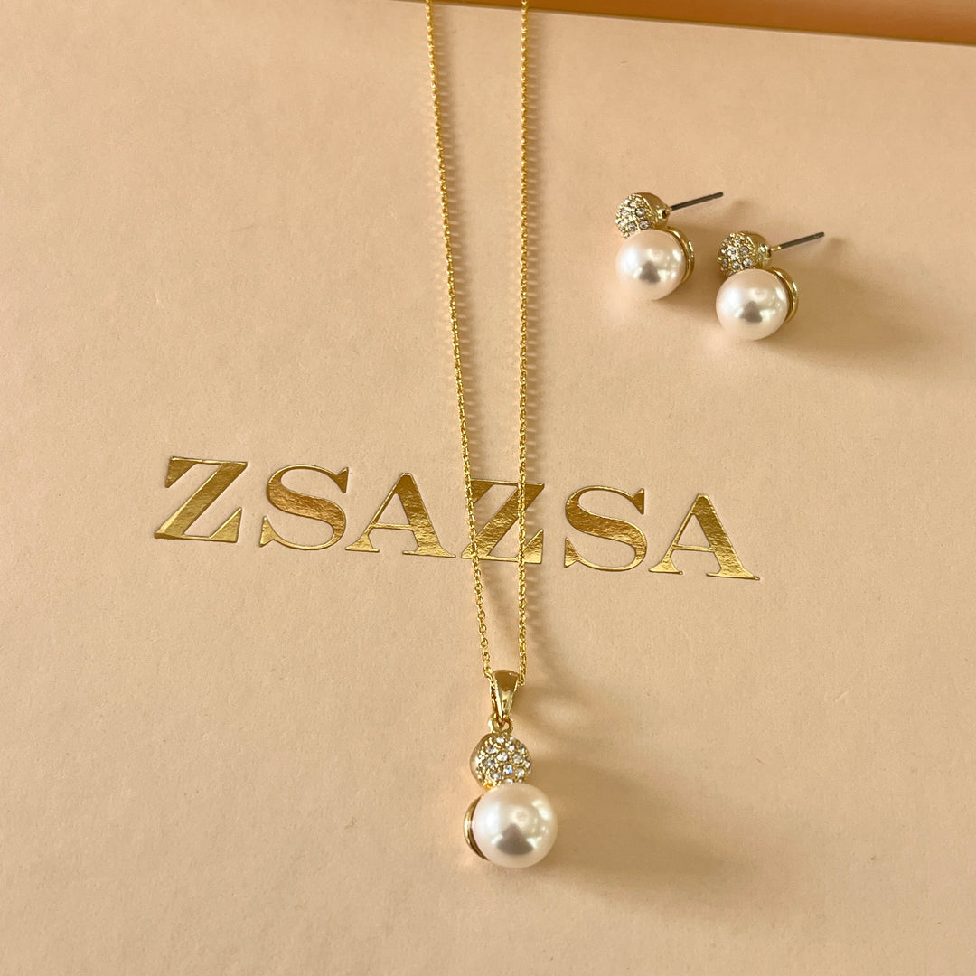 Elegant cream pearl & gold set