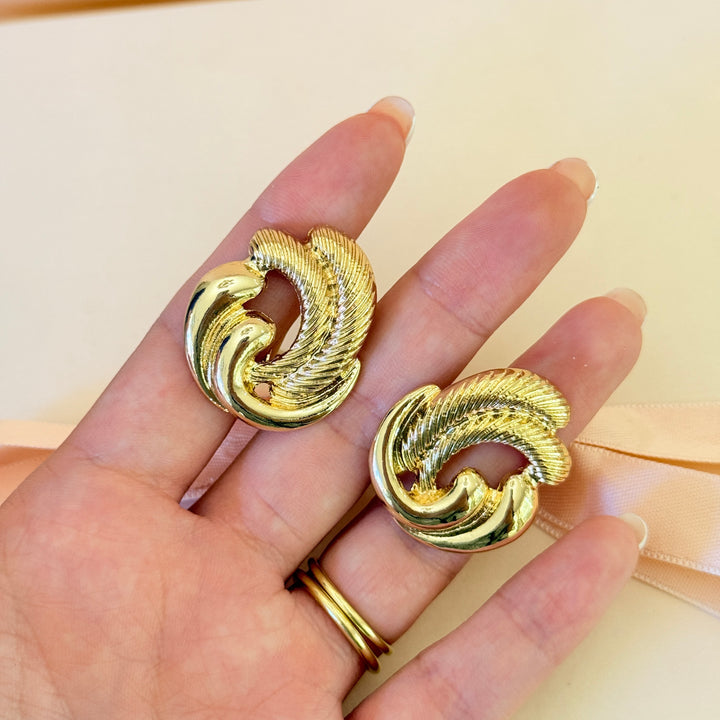 Plain twisted gold plated clip on earrings