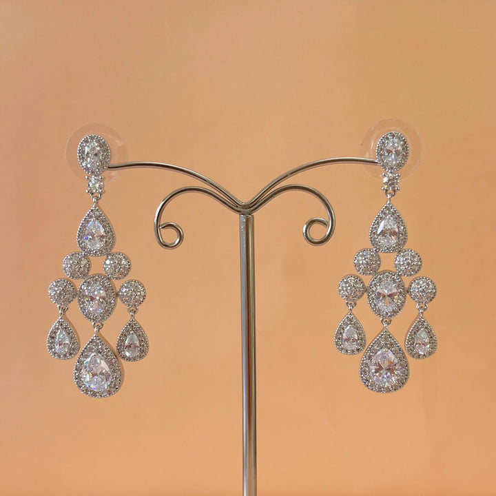 Silver zircone teardrop earrings