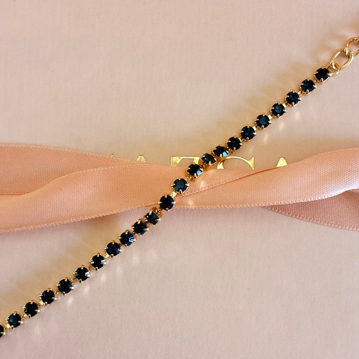 Dainty Navy blue Swarovski crystals bracelet