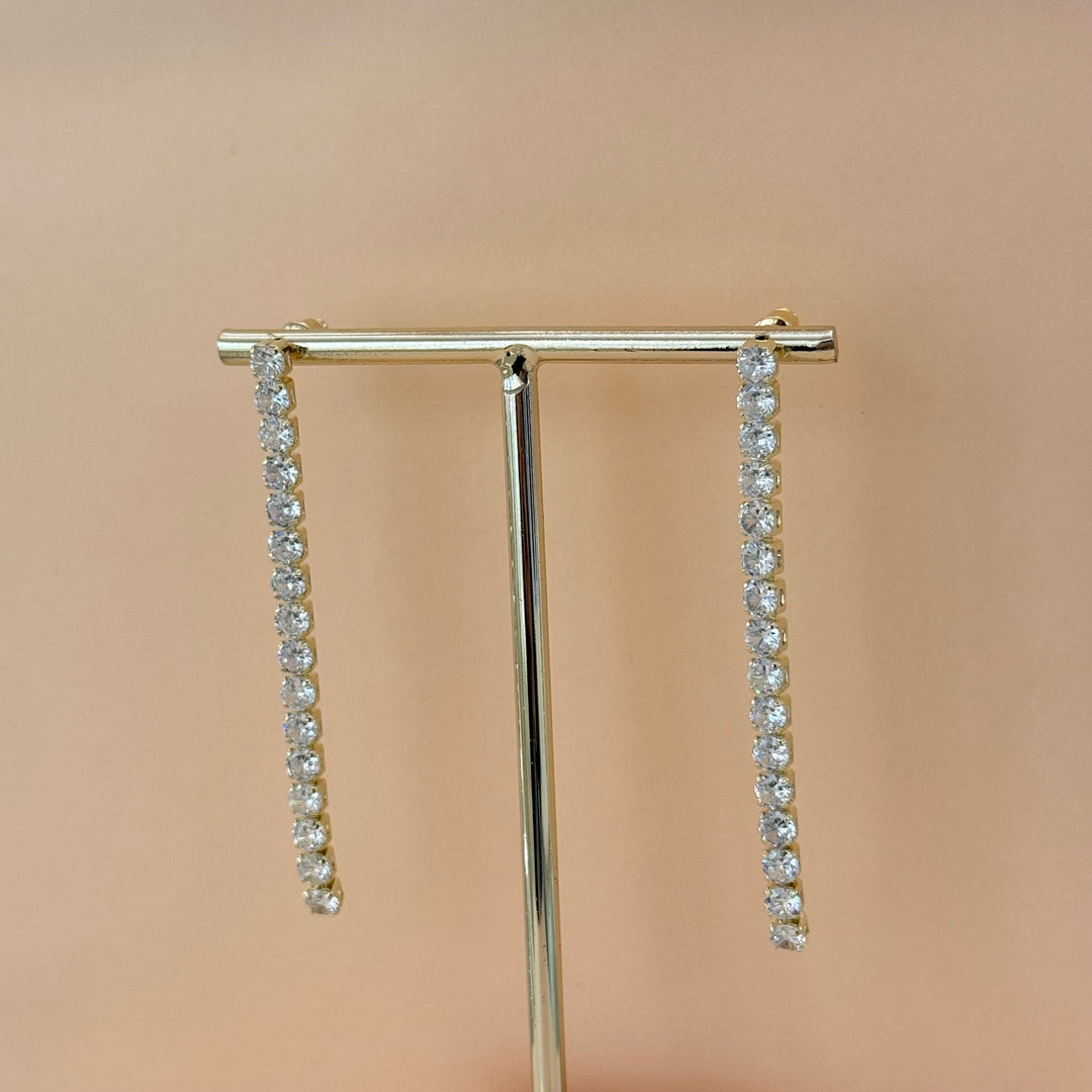 Long tennis zircone gold plated earrings