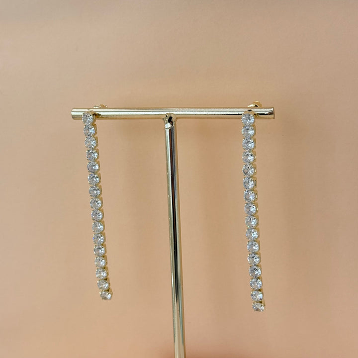 Long tennis zircone gold plated earrings