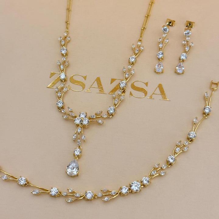 Teardrop zircone gold plated set