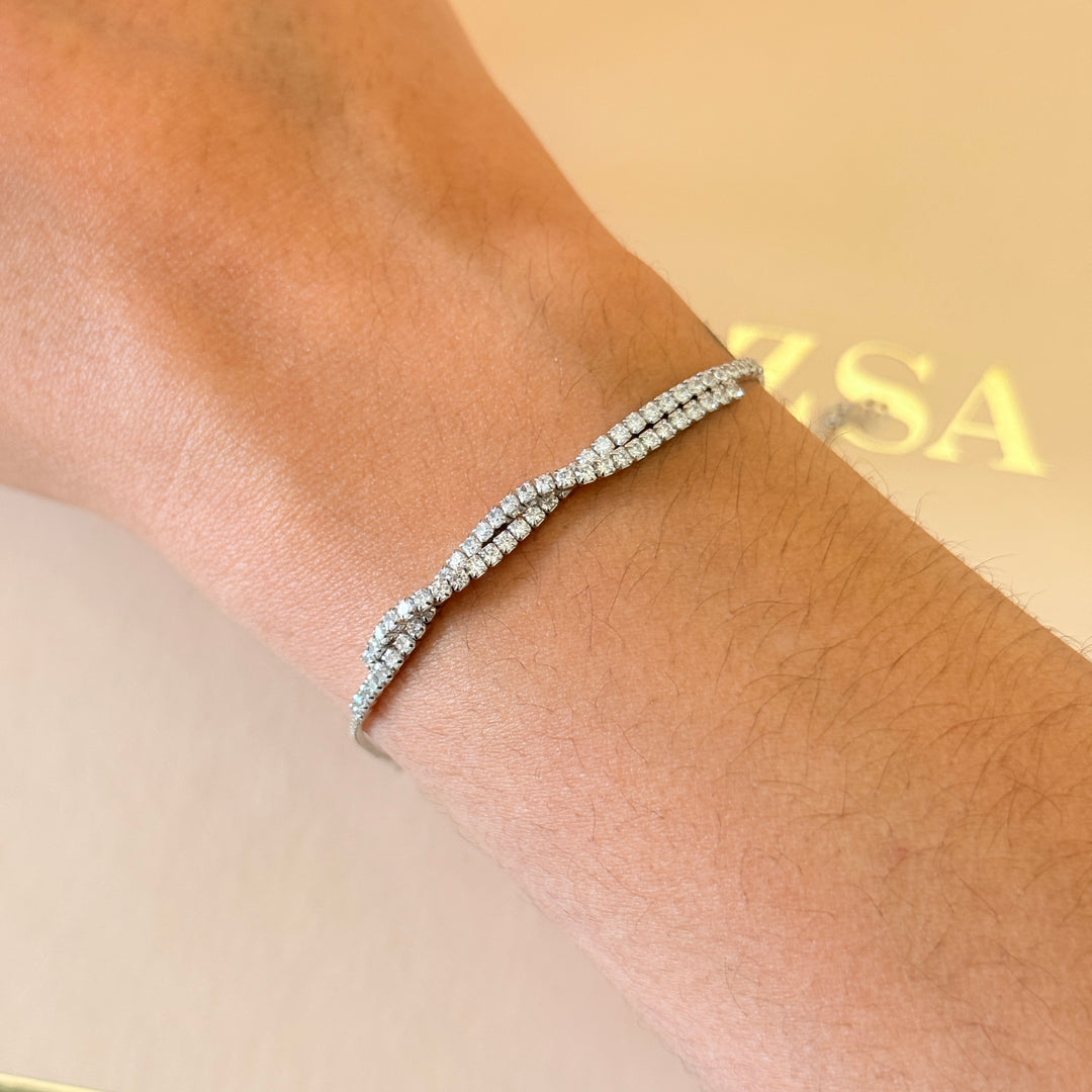 Dainty twisted zircone sterling silver bracelet