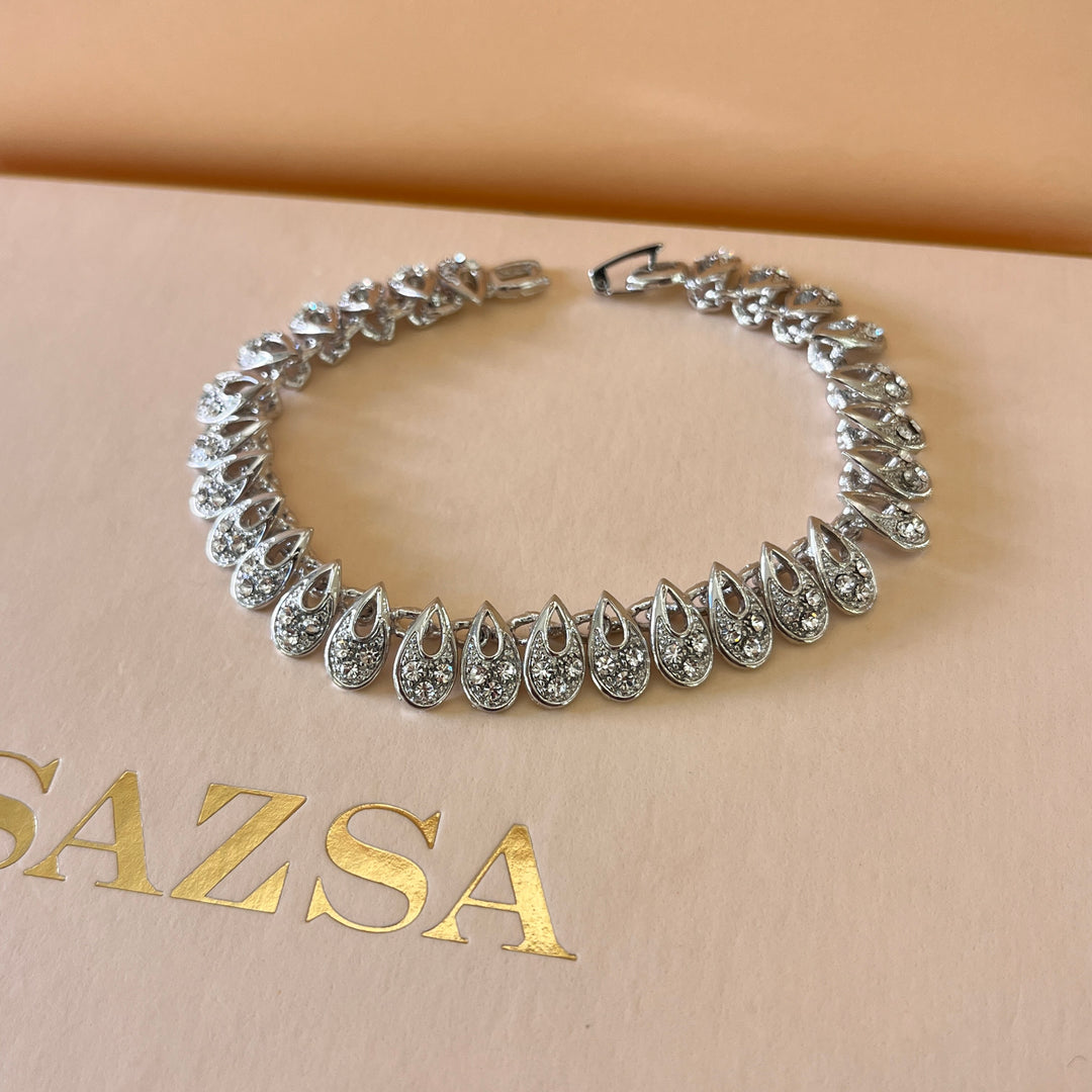 Swarovski crystals white gold plated earrings and bracelet