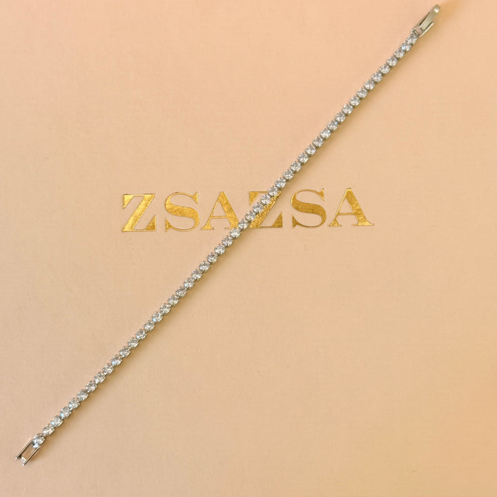 Dainty tennis zircone silver bracelet