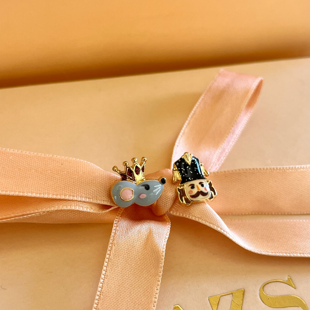 Mouse and nutcracker Christmas studs