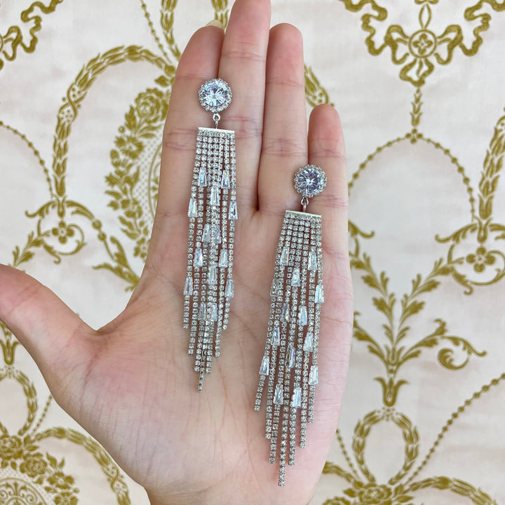 Long silver earrings