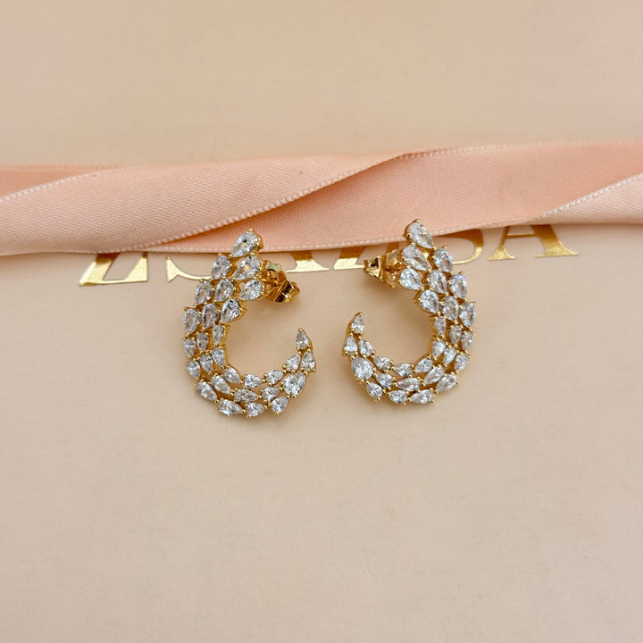 Teardrop Gold Plated Zircone Statement Earrings