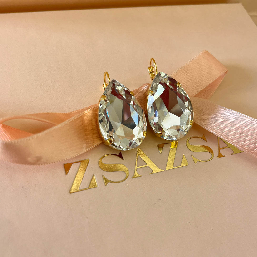 Preciosa crystals teardrop gold plated hooks