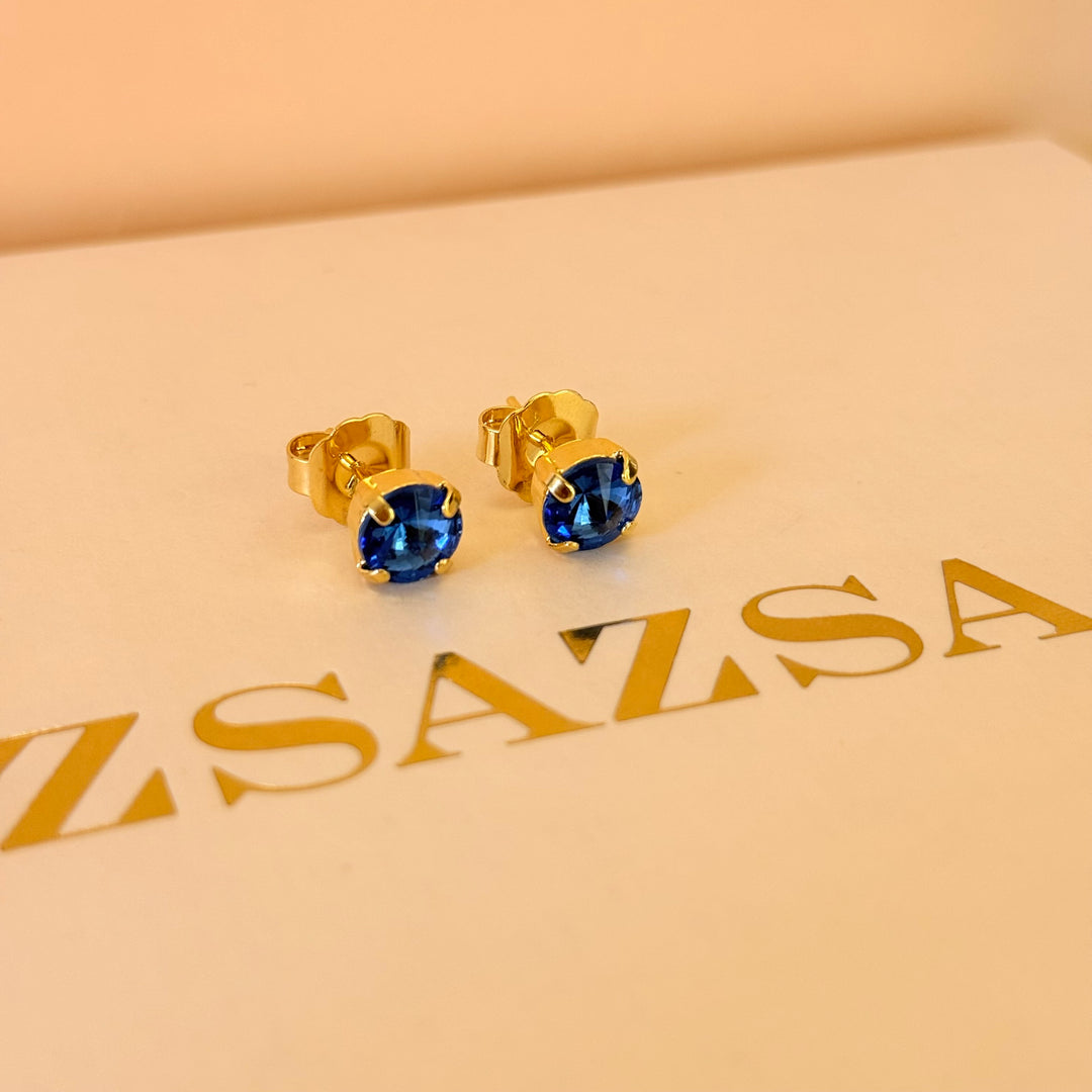 Royal blue gold plated solitaire set