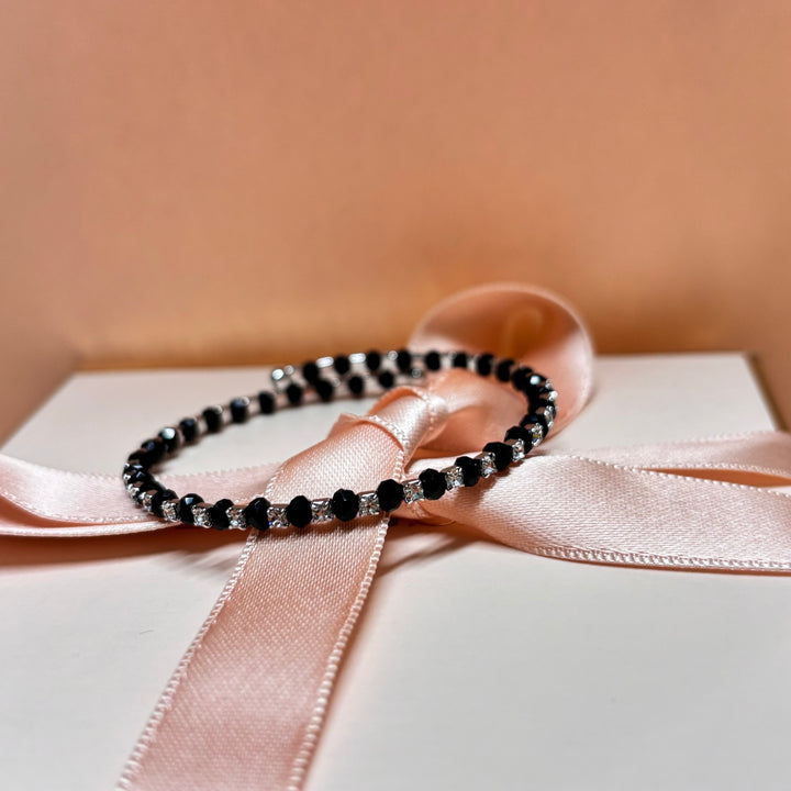 Dainty black silver bangle