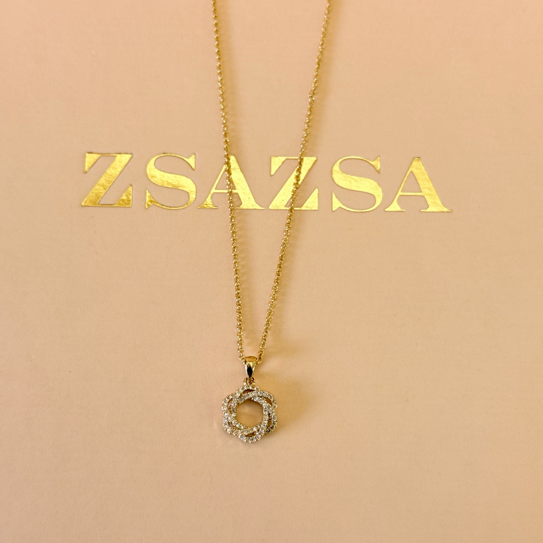 Zircone dainty twisted gold plated pendant