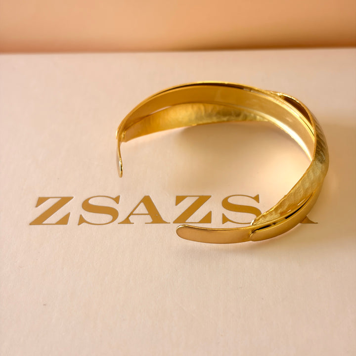 Handmade Layered Simple Gold Bangle | Gold Plated | ZsaZsa