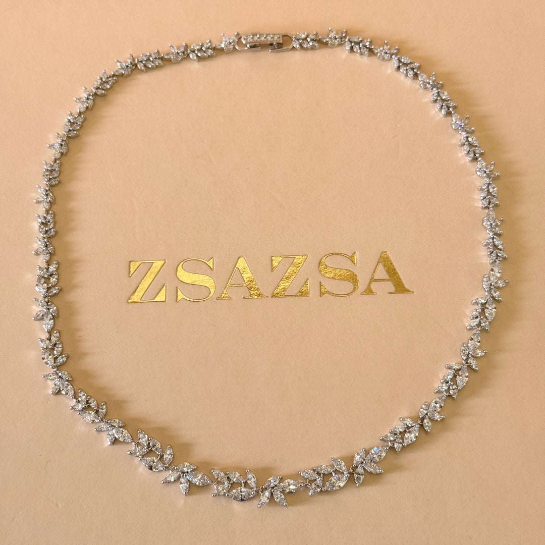 Marquise dainty zircone silver necklace