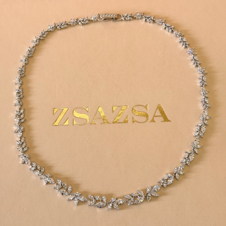 Marquise dainty zircone silver necklace