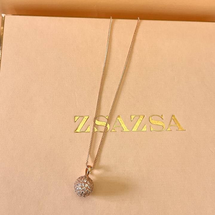 zircone rose gold plated ball pendant and bracelet