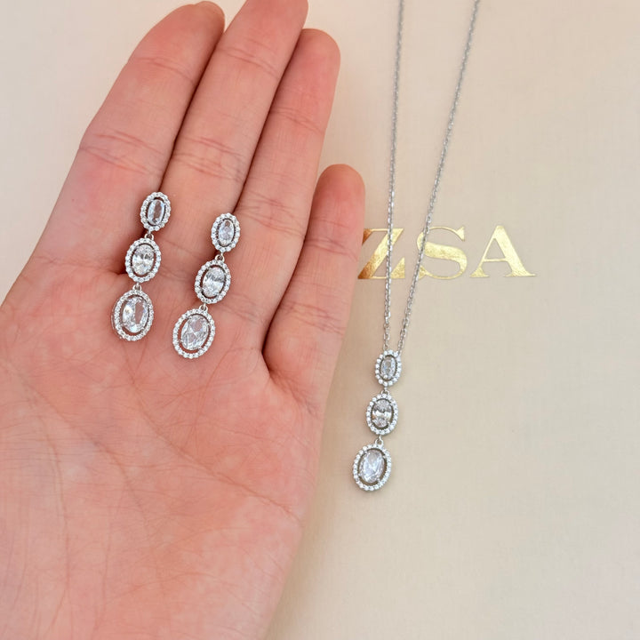 Oval zircone Sterling silver set