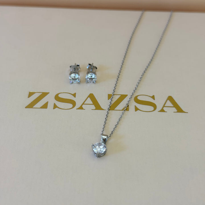Solitaire zircone sterling silver set