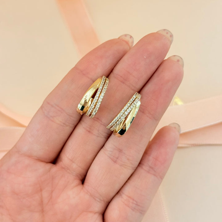 Half hoops gold plated zircone