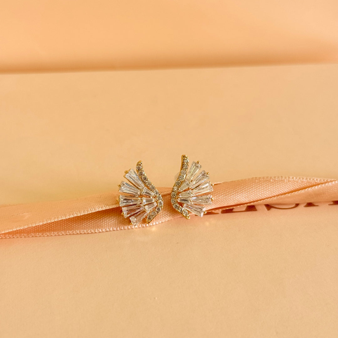 Baguette zircone gold plated earrings