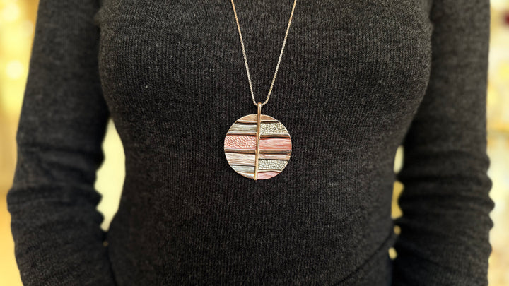 Brown and bronze mixed texture long adjustable necklace