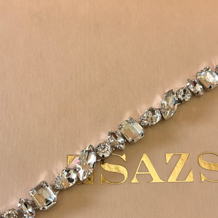 Swarovski crystal mix of shapes white gold plated bracelet