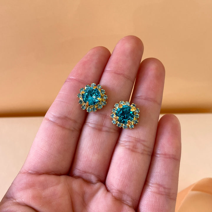 Turquoise Swarovski Crystals studs