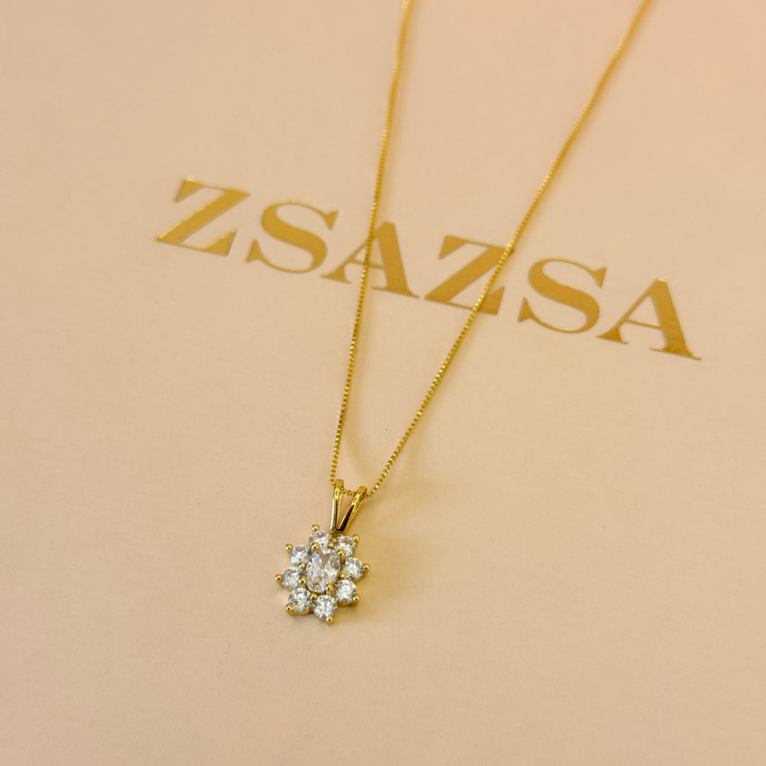Zircone Rosetta sterling silver gold plated pendant
