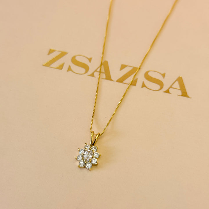 Zircone Rosetta sterling silver gold plated pendant
