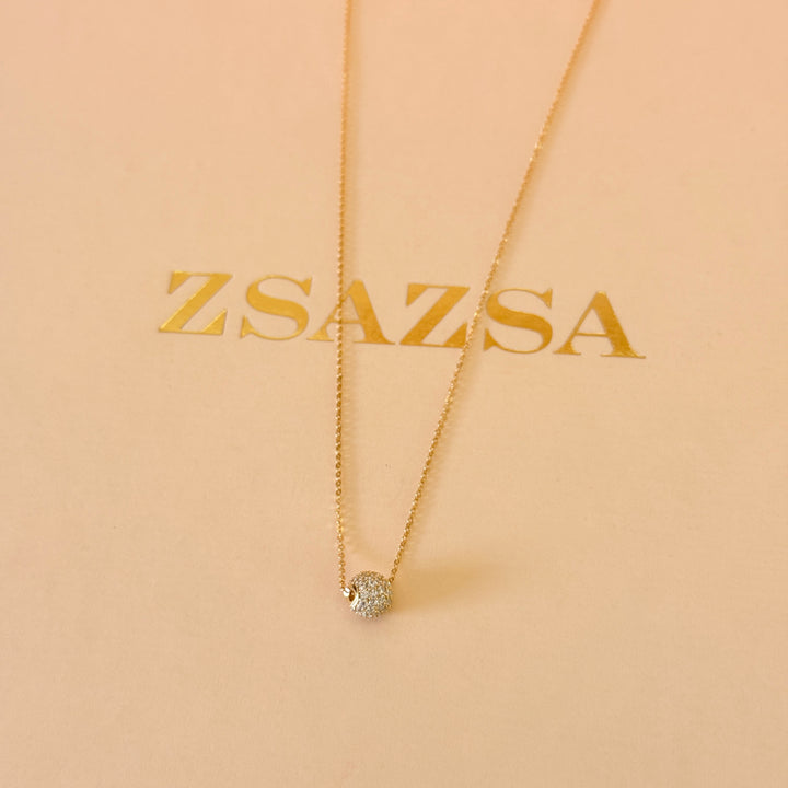 Zircone dainty ball gold plated pendant