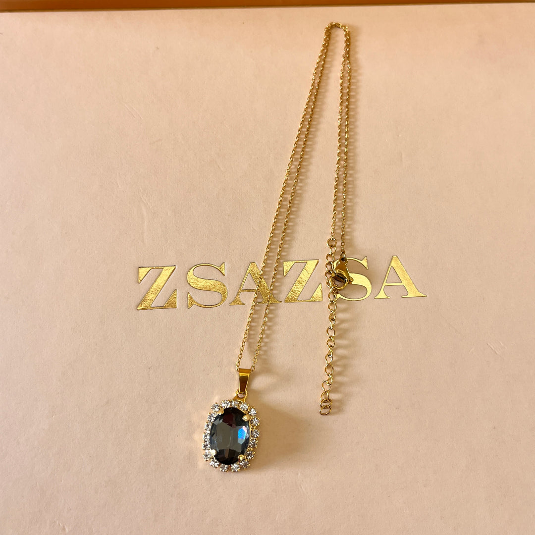Grey oval preciosa crystals set