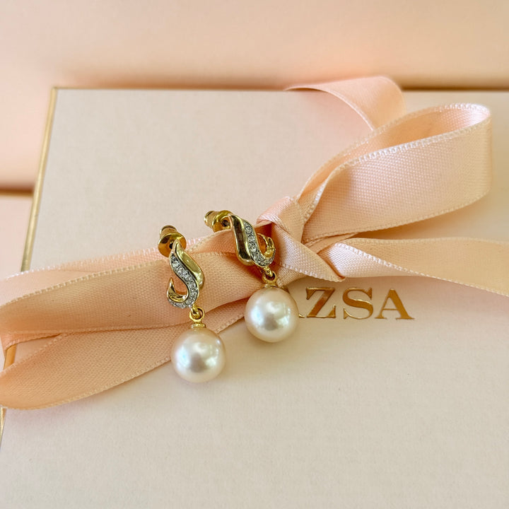 Swarovski crystals & cream pearl gold plated earrings