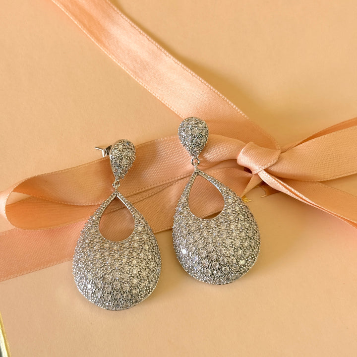 Teardrop zircone silver earrings