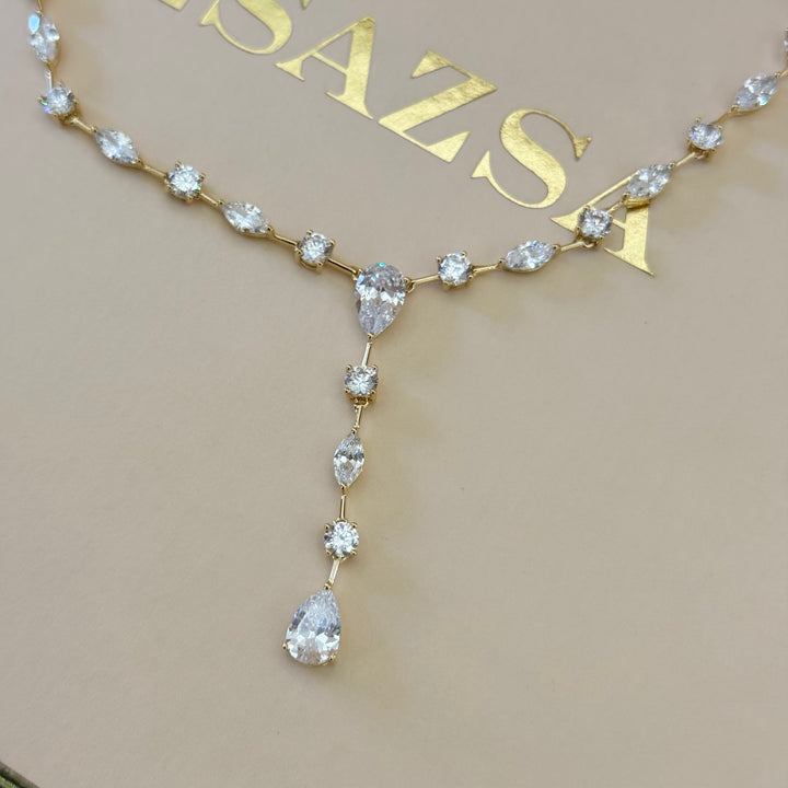 Teardrop zircone gold plated set