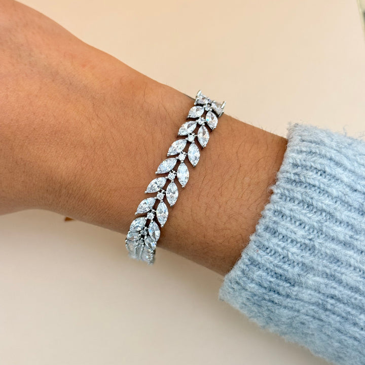 Marquise zircone silver earrings and bracelet