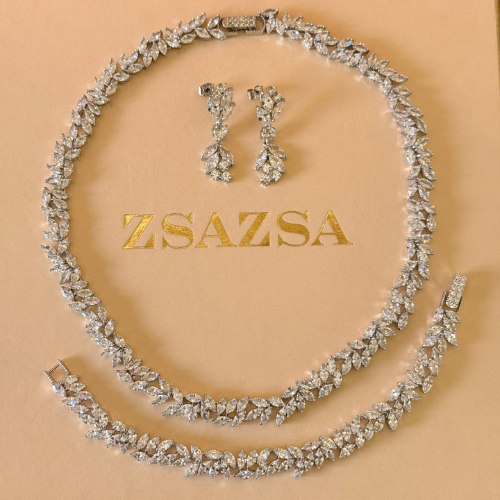 Marquise zircone silver set